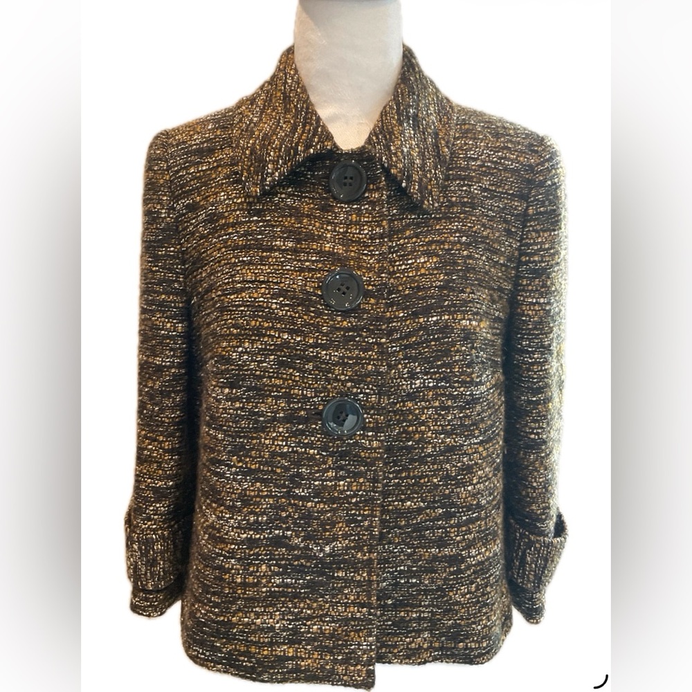 **Style & Co.** Brown Tweed Short Pea Coat .